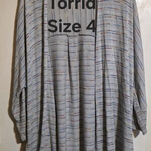 torrid Light Gray Long Sleeve Top with Multicolor Slubs